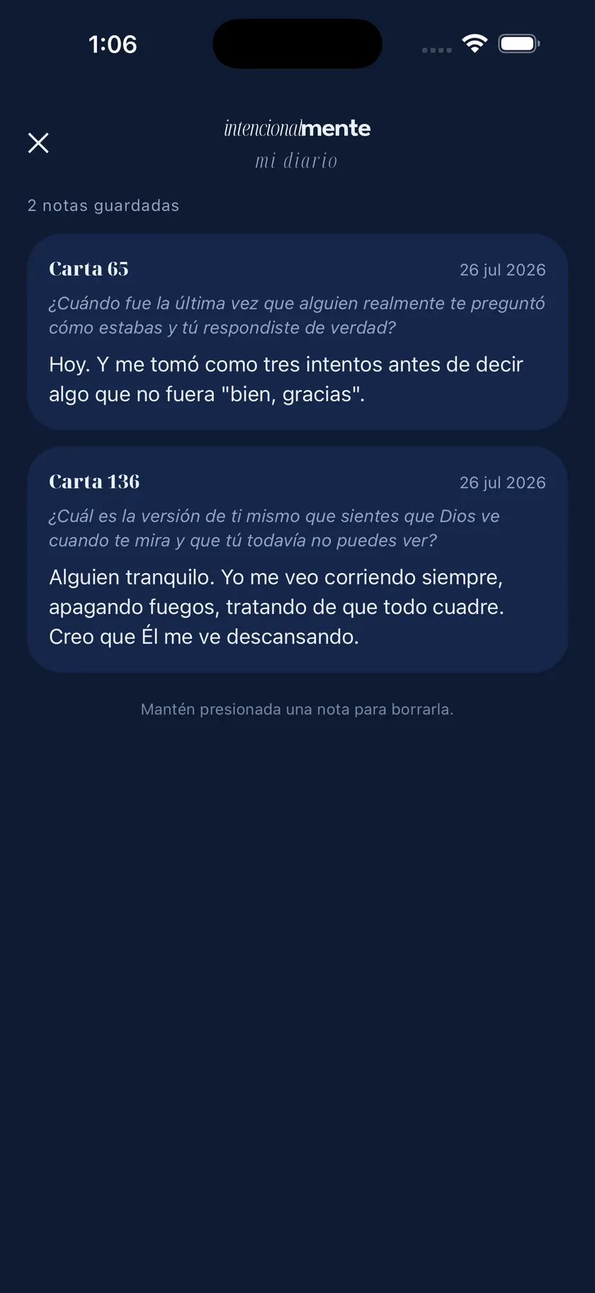 intencionalmente — Tu diario, en tu teléfono